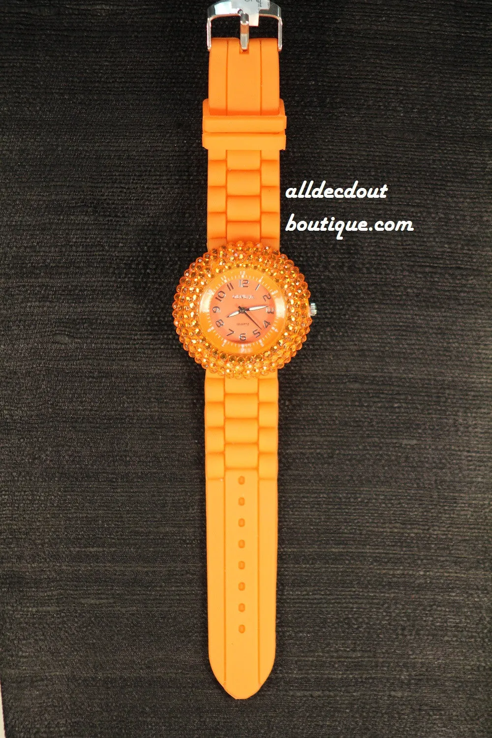 Orange/Orange Orange Rhinestones | Silicone Band