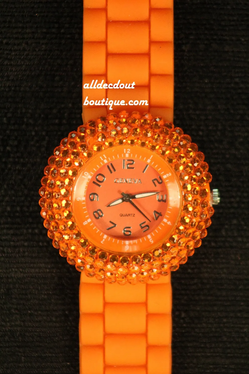Orange/Orange Orange Rhinestones | Silicone Band
