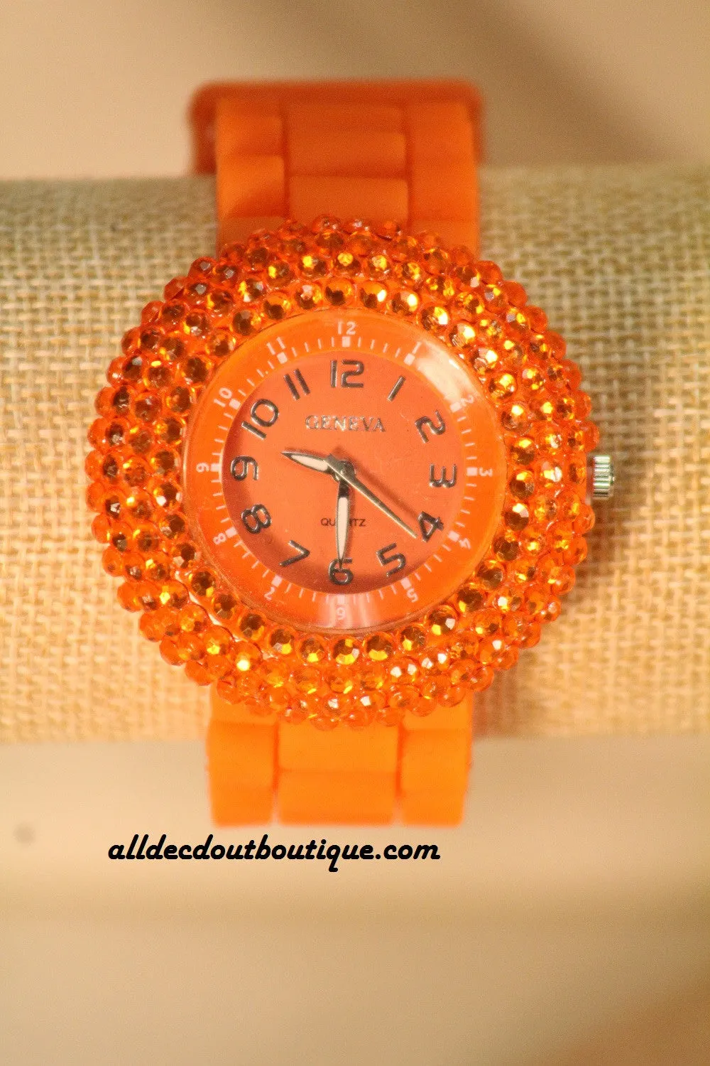 Orange/Orange Orange Rhinestones | Silicone Band