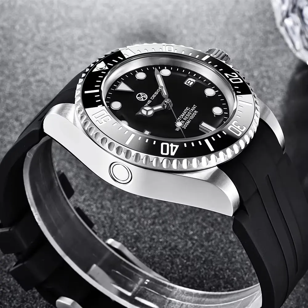 PAGRNE DESIGN New Men'S Automatic Watch 300M Waterproof Top Brand Sapphire Glass Stainless Steel Mechanical Watches Reloj Hombre