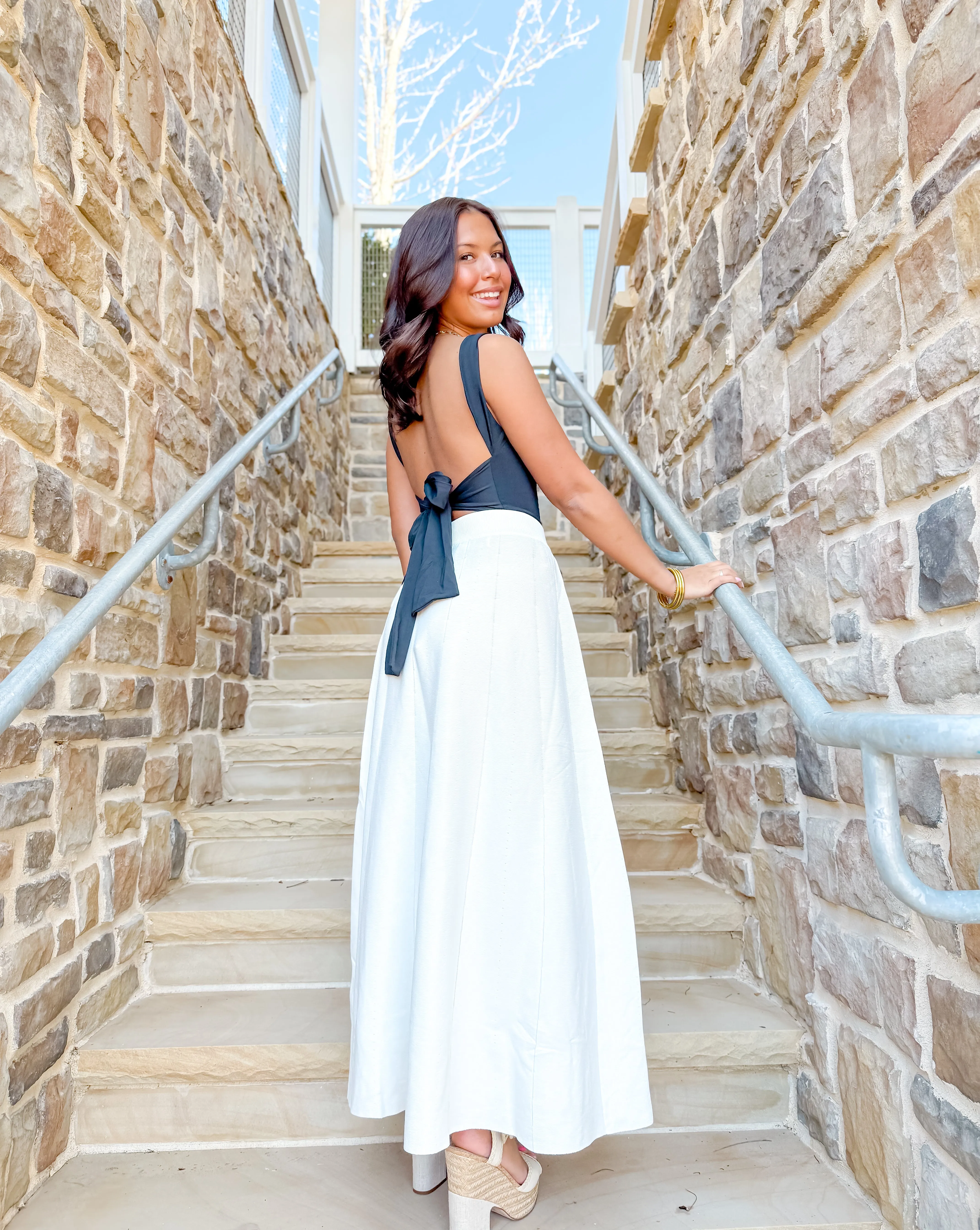 Park Pleated Knit Maxi Skirt