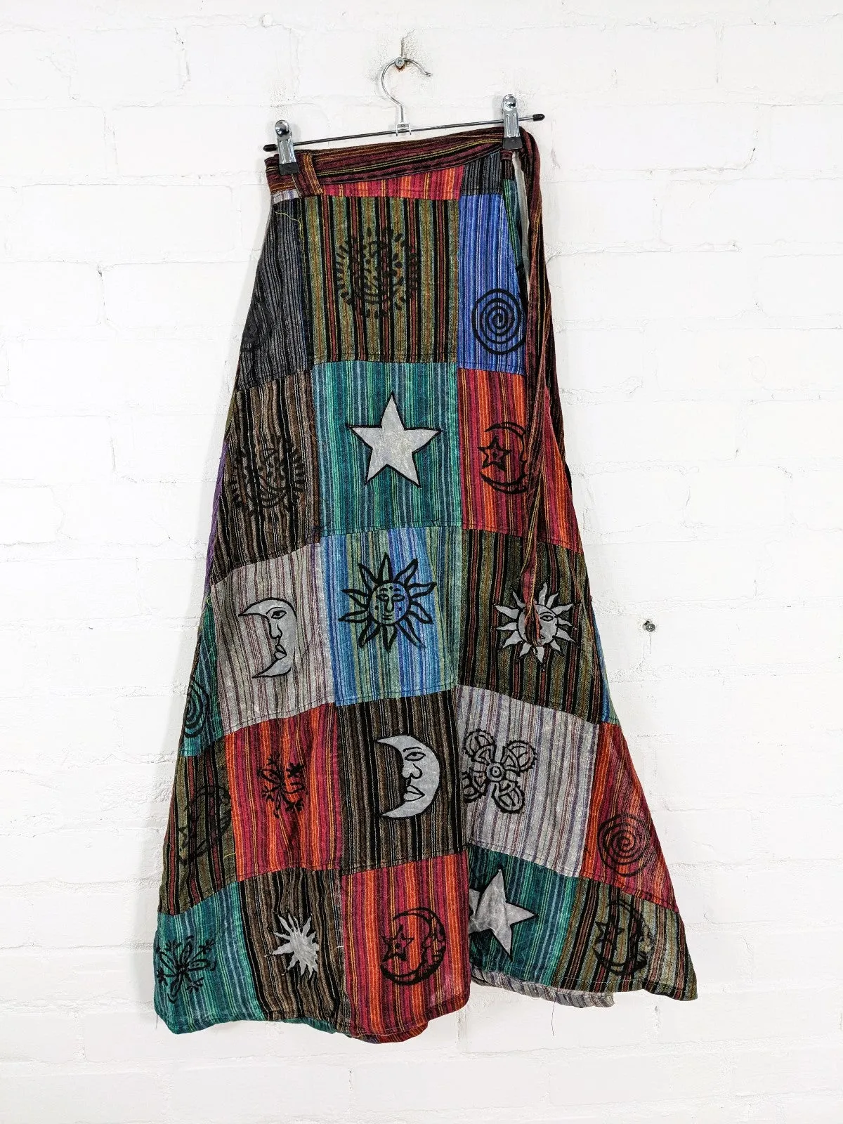 Patchwork Long Wrap Skirt