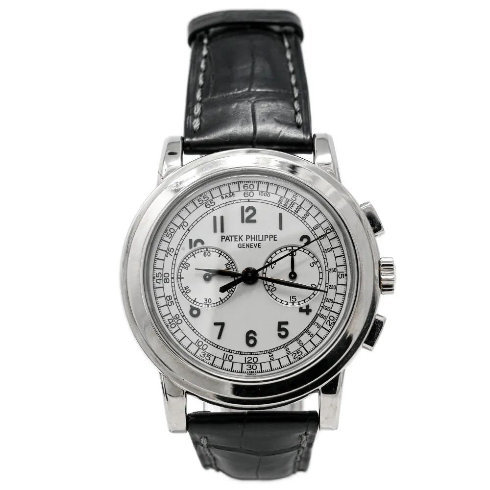 Patek Philippe Men's Complications Chronograph 5070 White Gold 42mm Cream Lacquered Dial Watch Reference #: 5070G-001