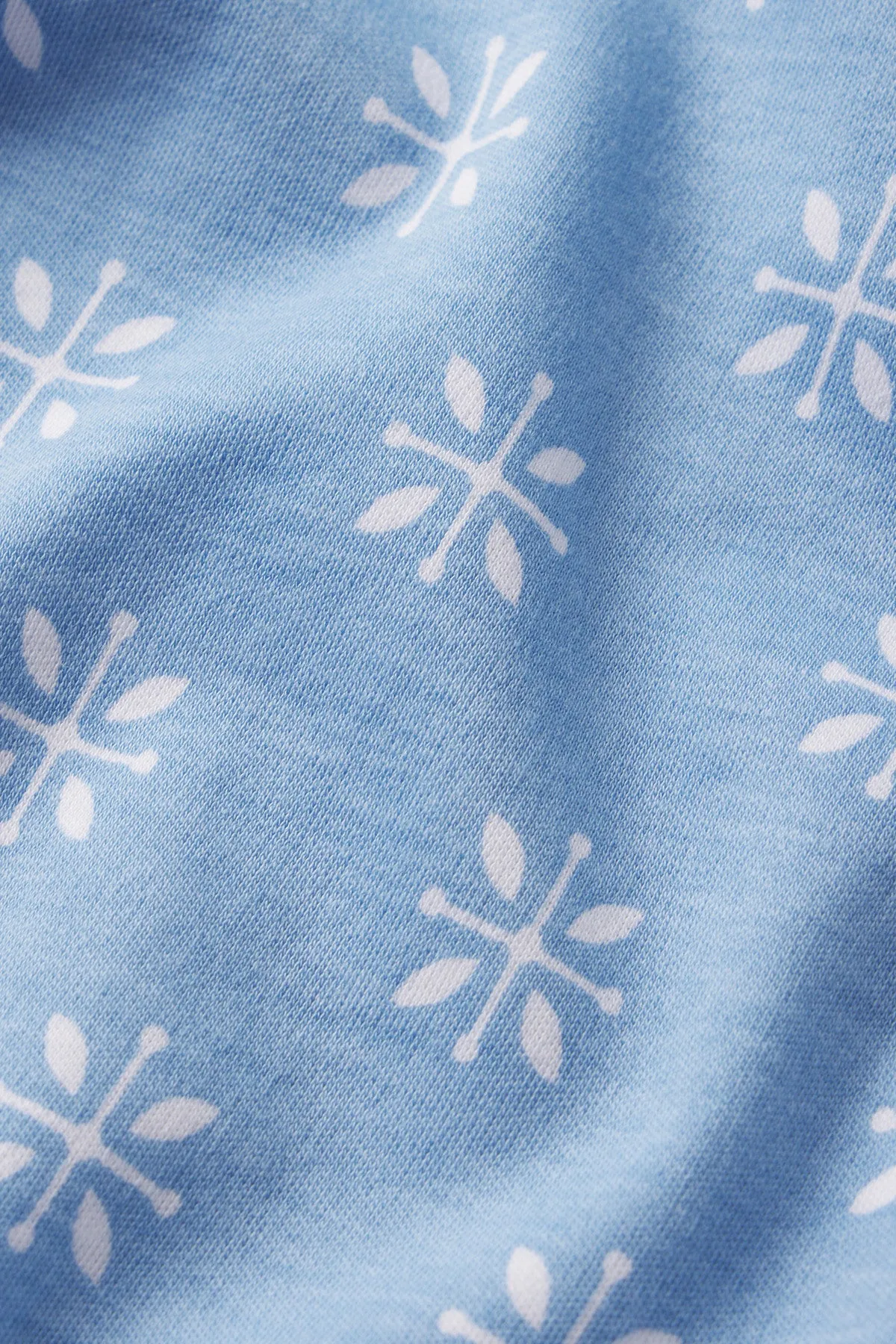 Pima Crew Short-Long Set in Serene Blue Moroccan Blockprint