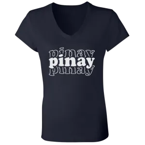 Pinay Triple Ladies' Jersey V-Neck T-Shirt