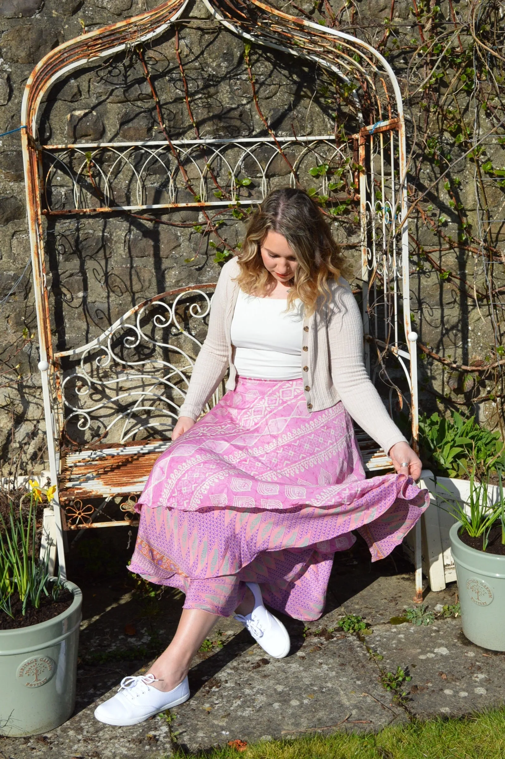 Pink Sari Wrap Skirt