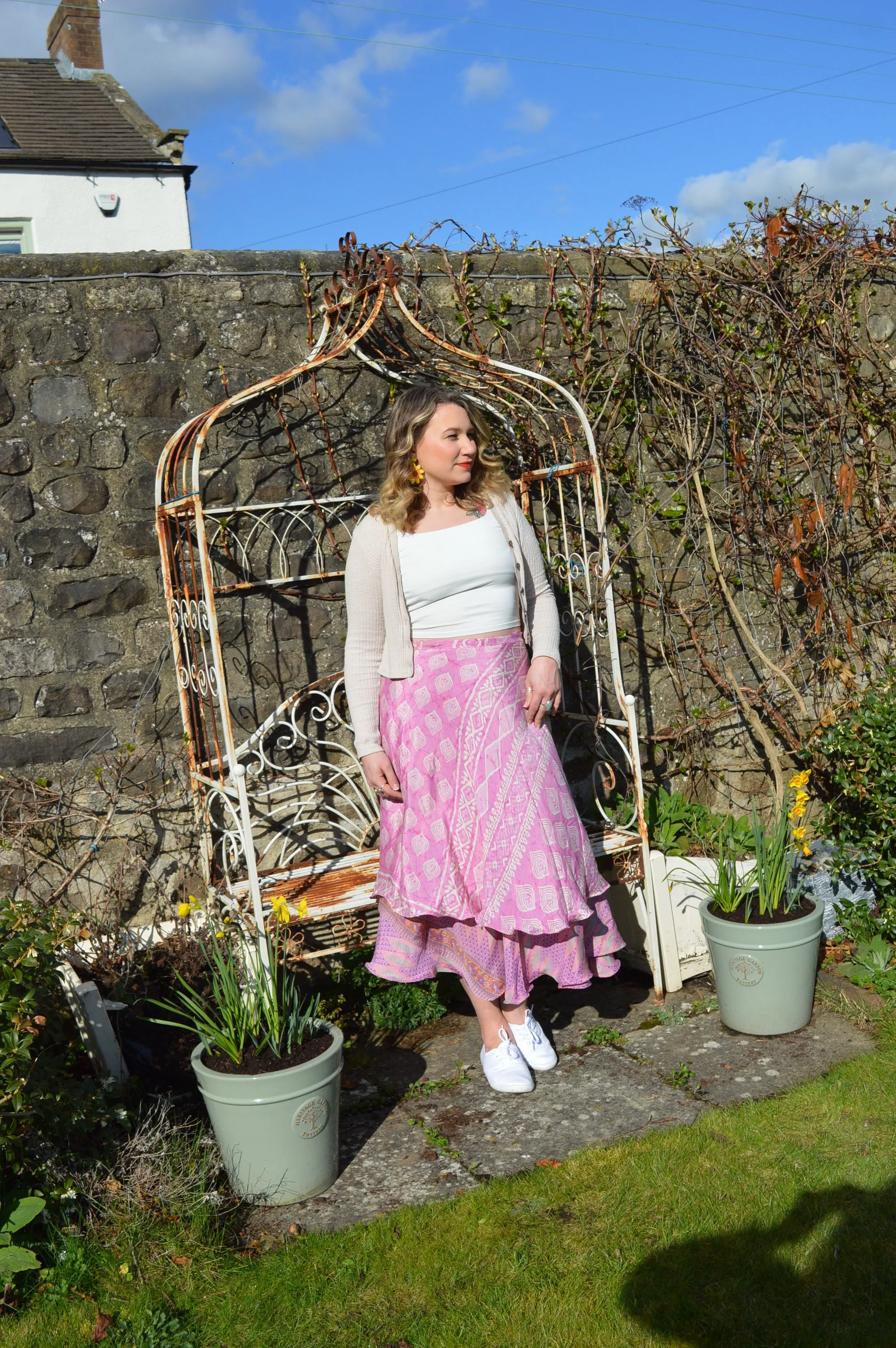 Pink Sari Wrap Skirt