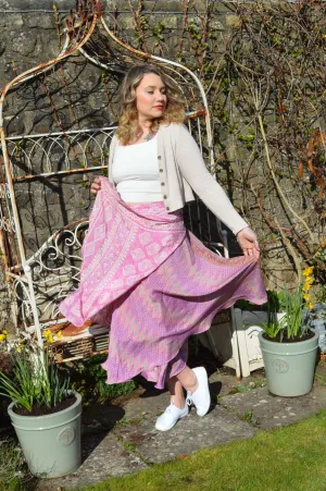Pink Sari Wrap Skirt