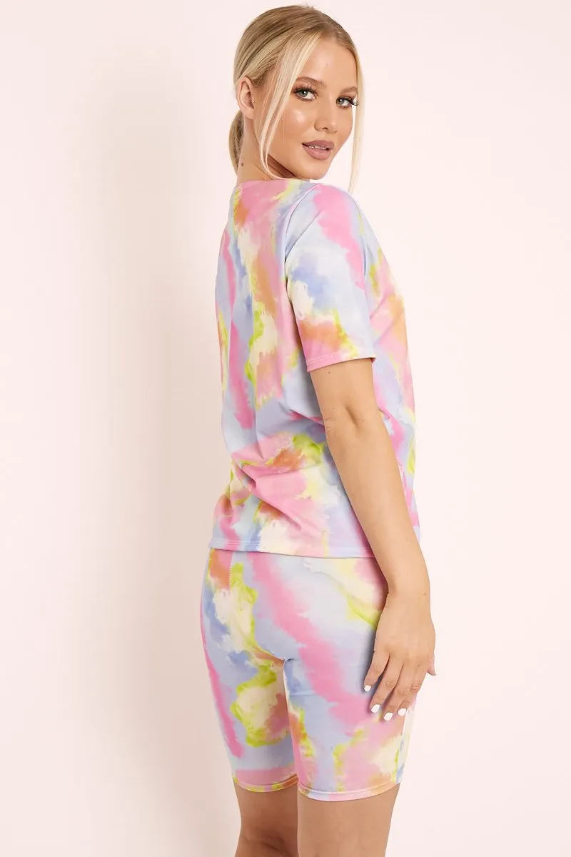 Pink Tie Dye T-shirt and Cycling Shorts Co-ord - Emmalin