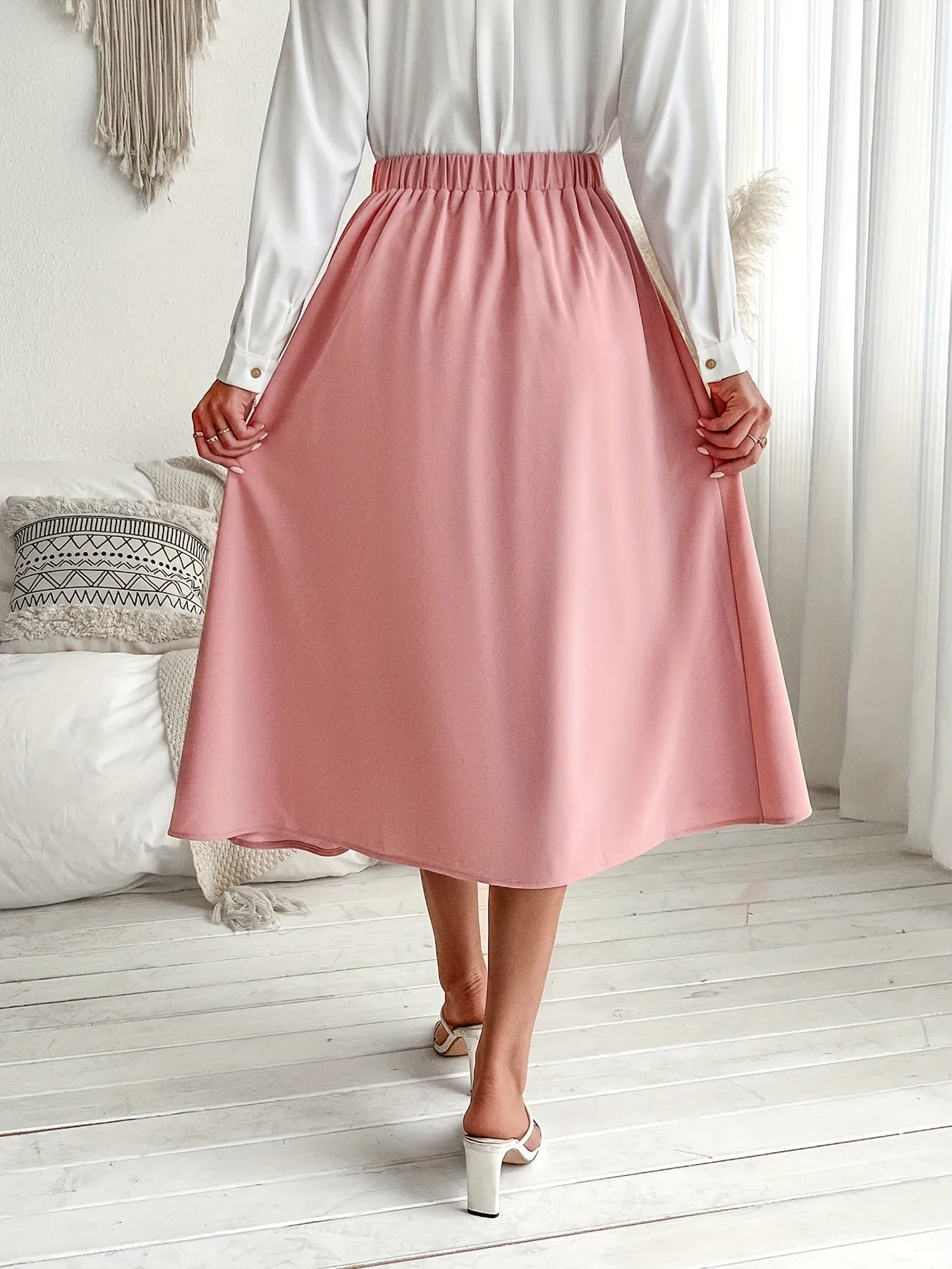 Pink Wrap Detail Skirt
