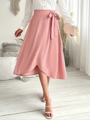 Pink Wrap Detail Skirt