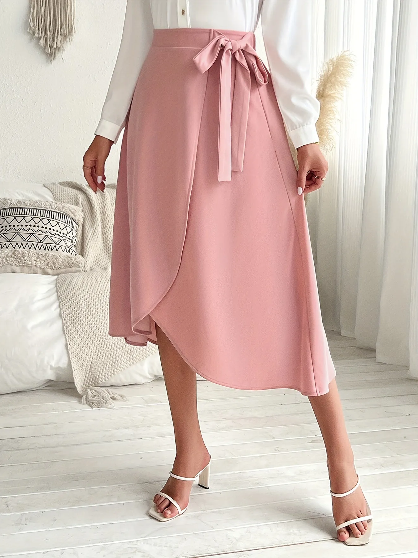 Pink Wrap Detail Skirt