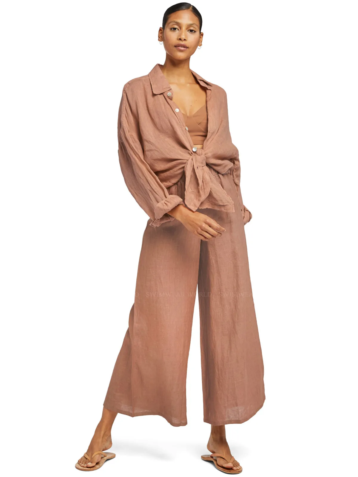 Playa Shirt Dress-Tallows Wide Leg Pant