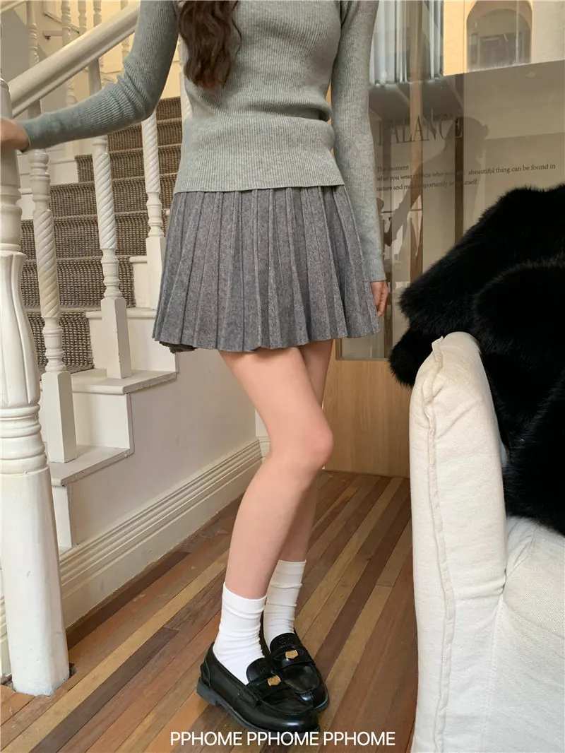 pleated knitted A-dress