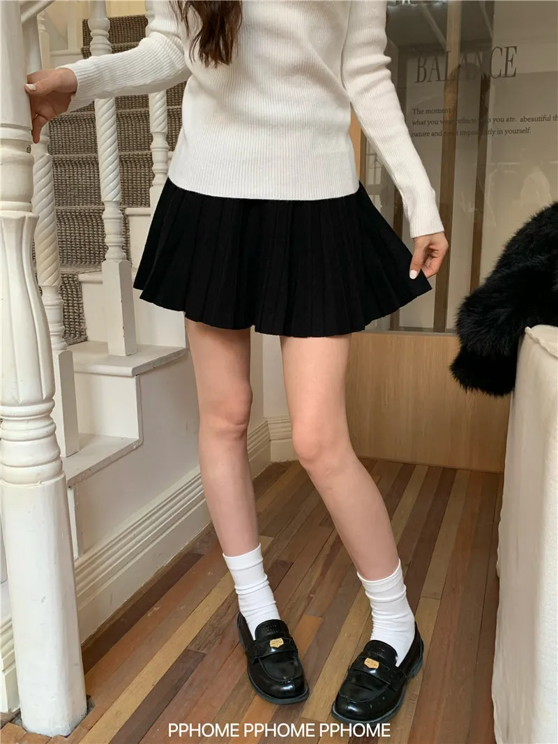 pleated knitted A-dress