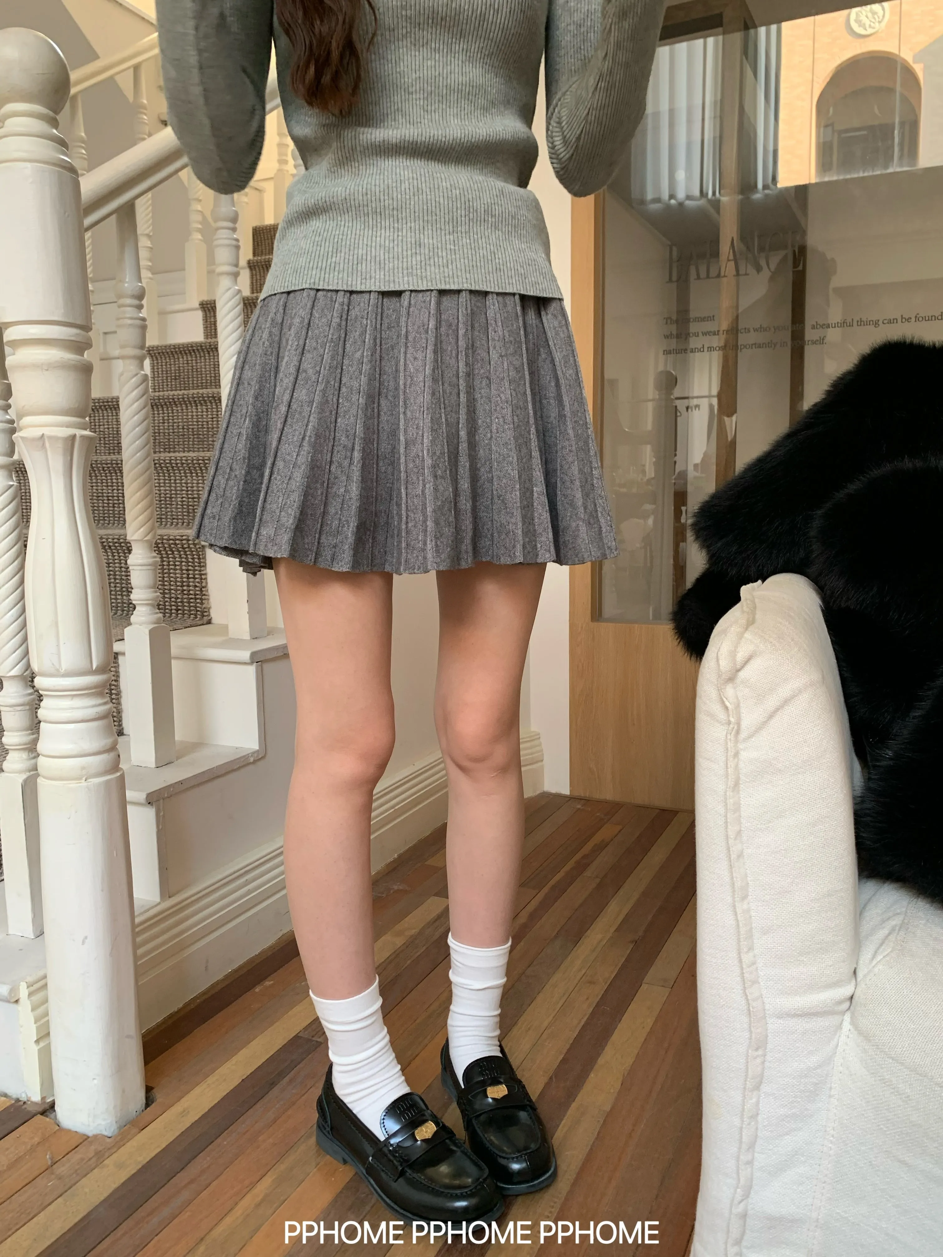 pleated knitted A-dress
