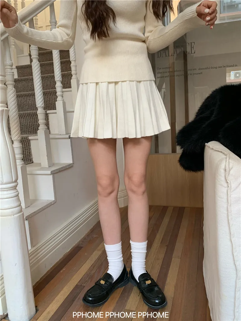 pleated knitted A-dress