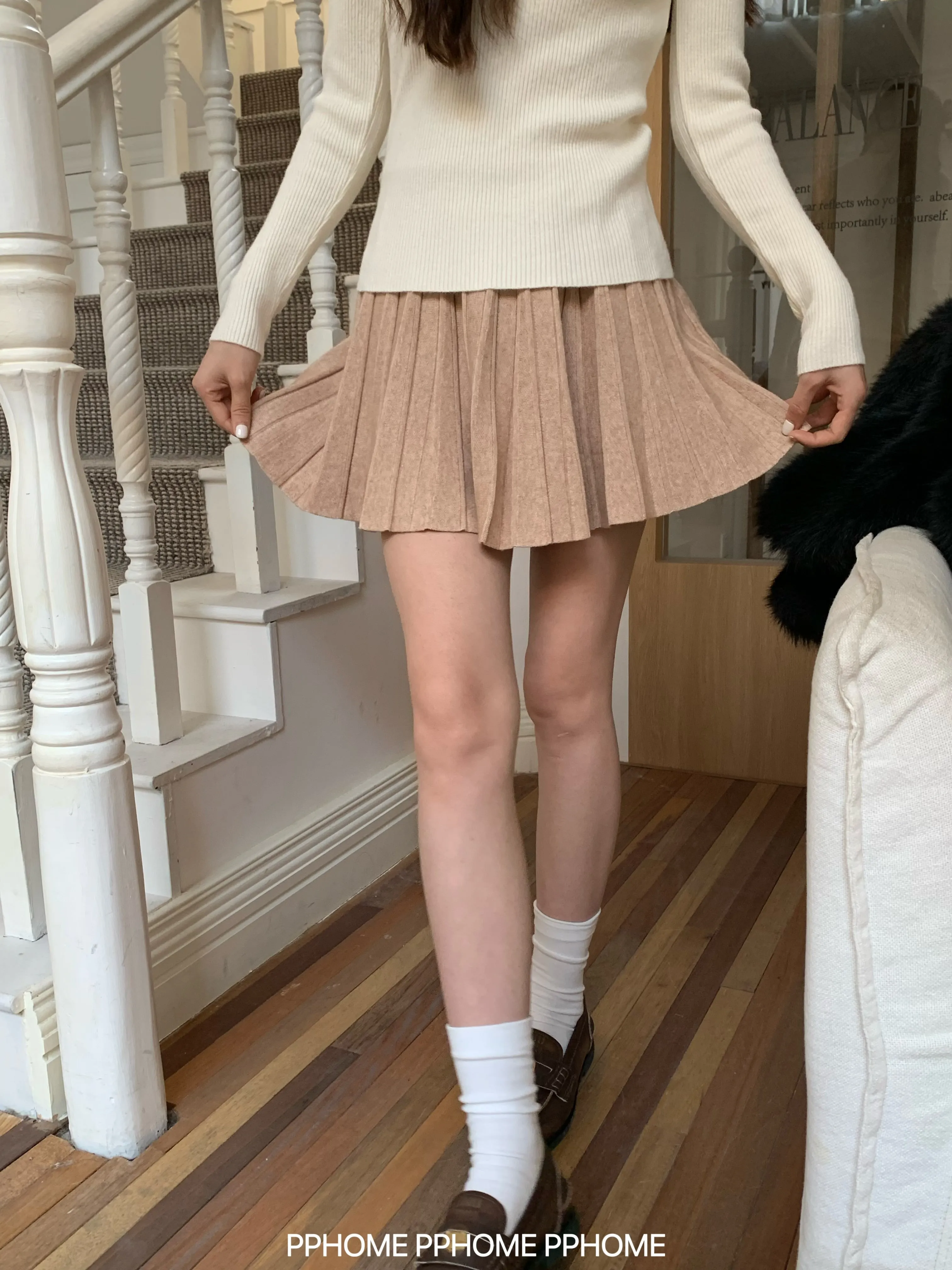 pleated knitted A-dress