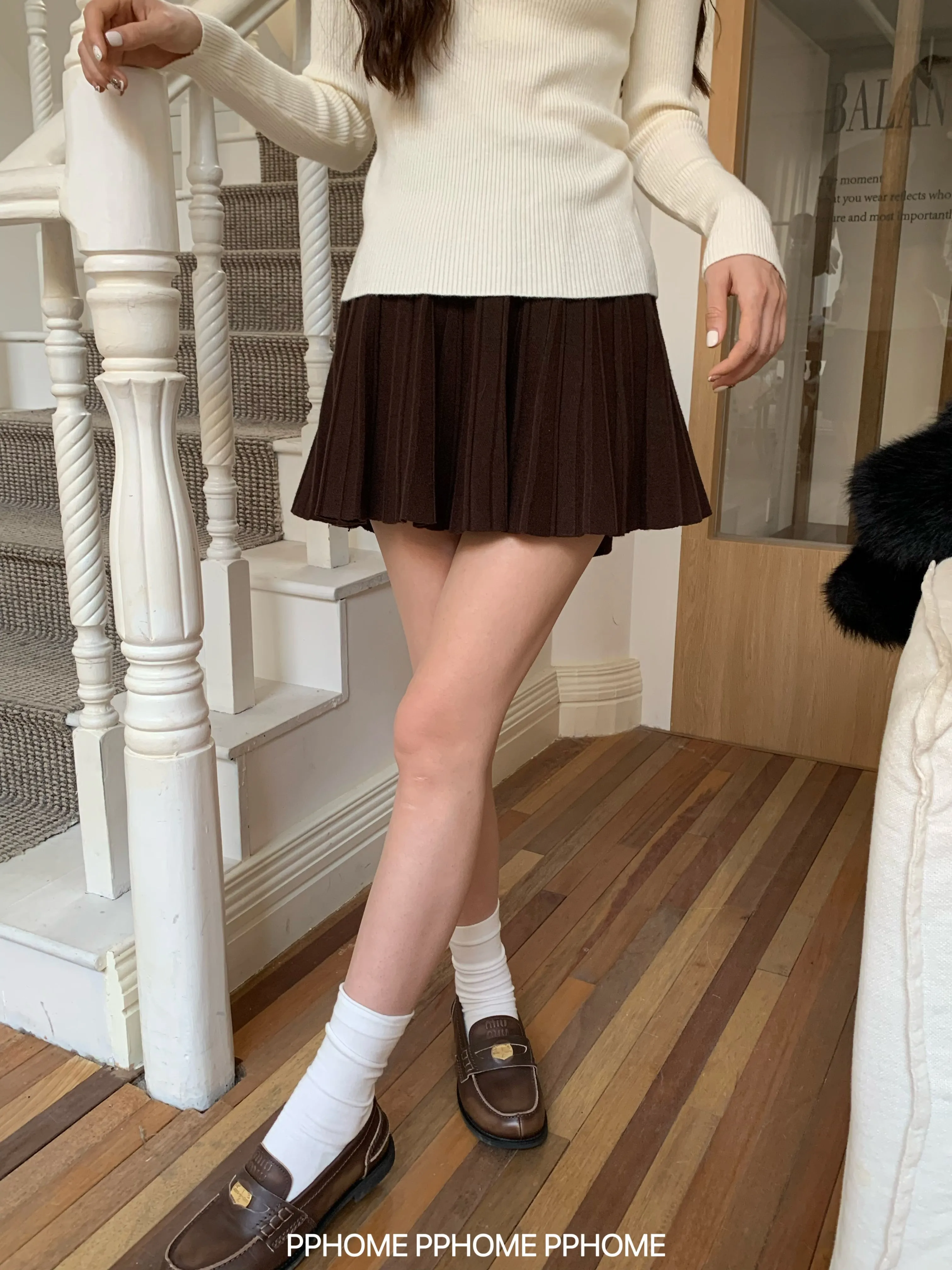 pleated knitted A-dress