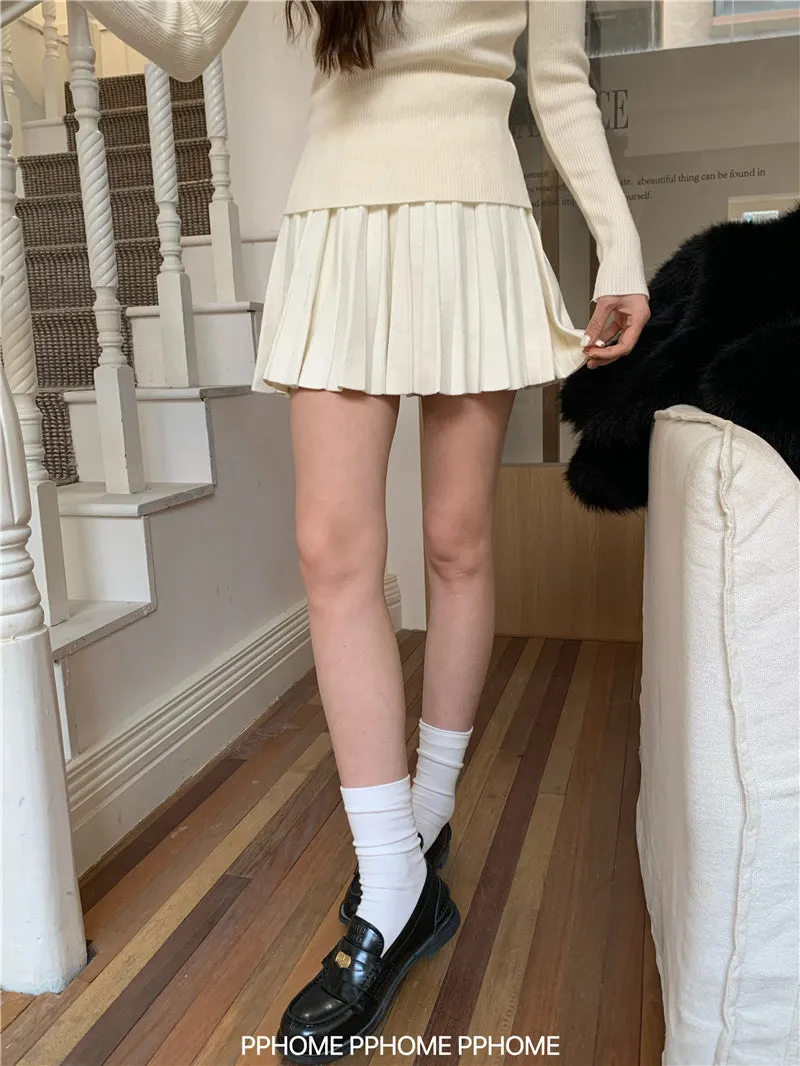pleated knitted A-dress