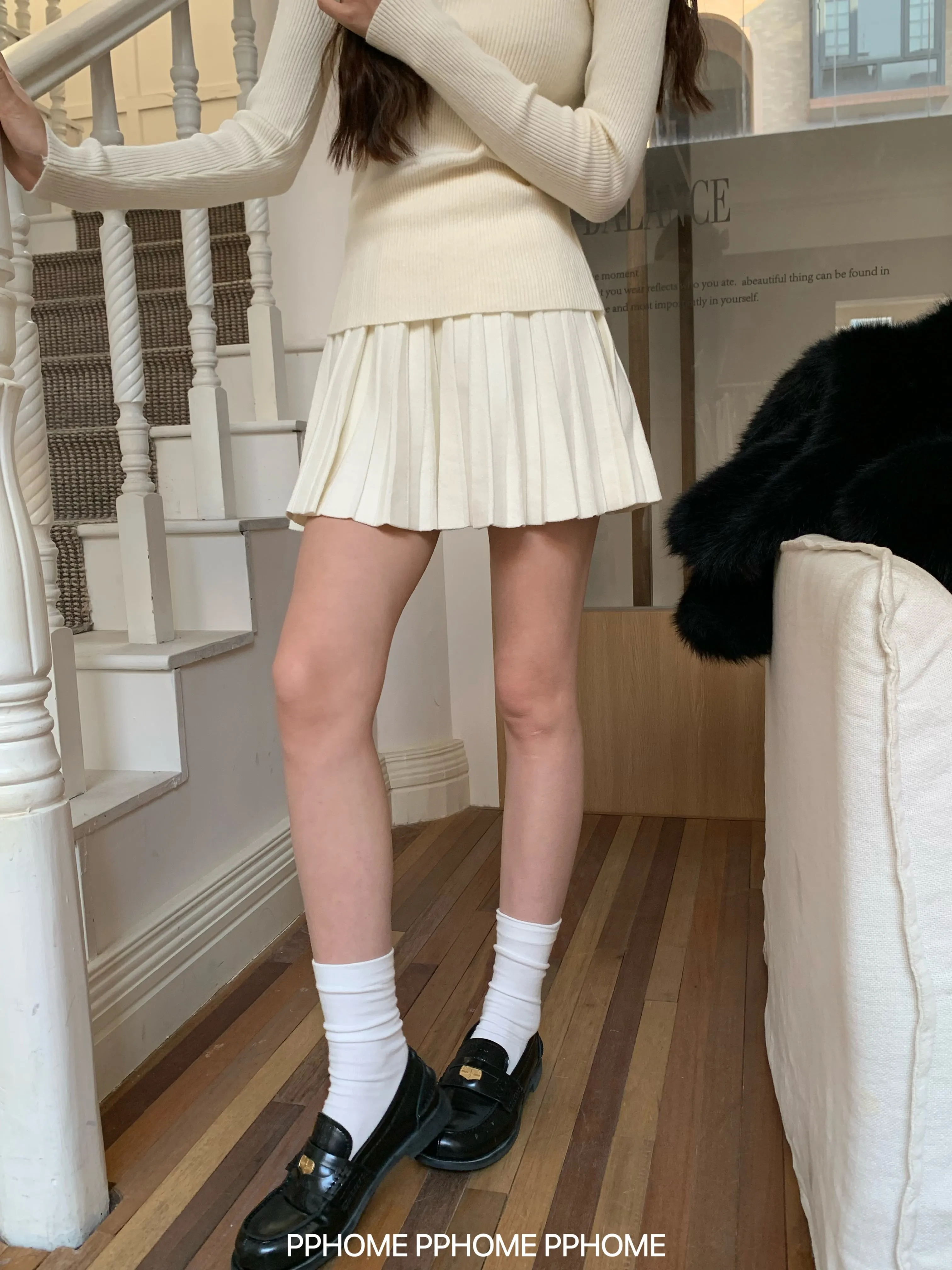 pleated knitted A-dress