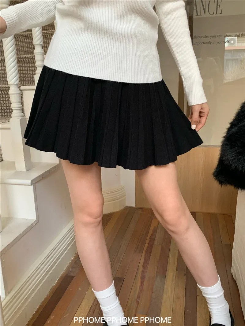 pleated knitted A-dress