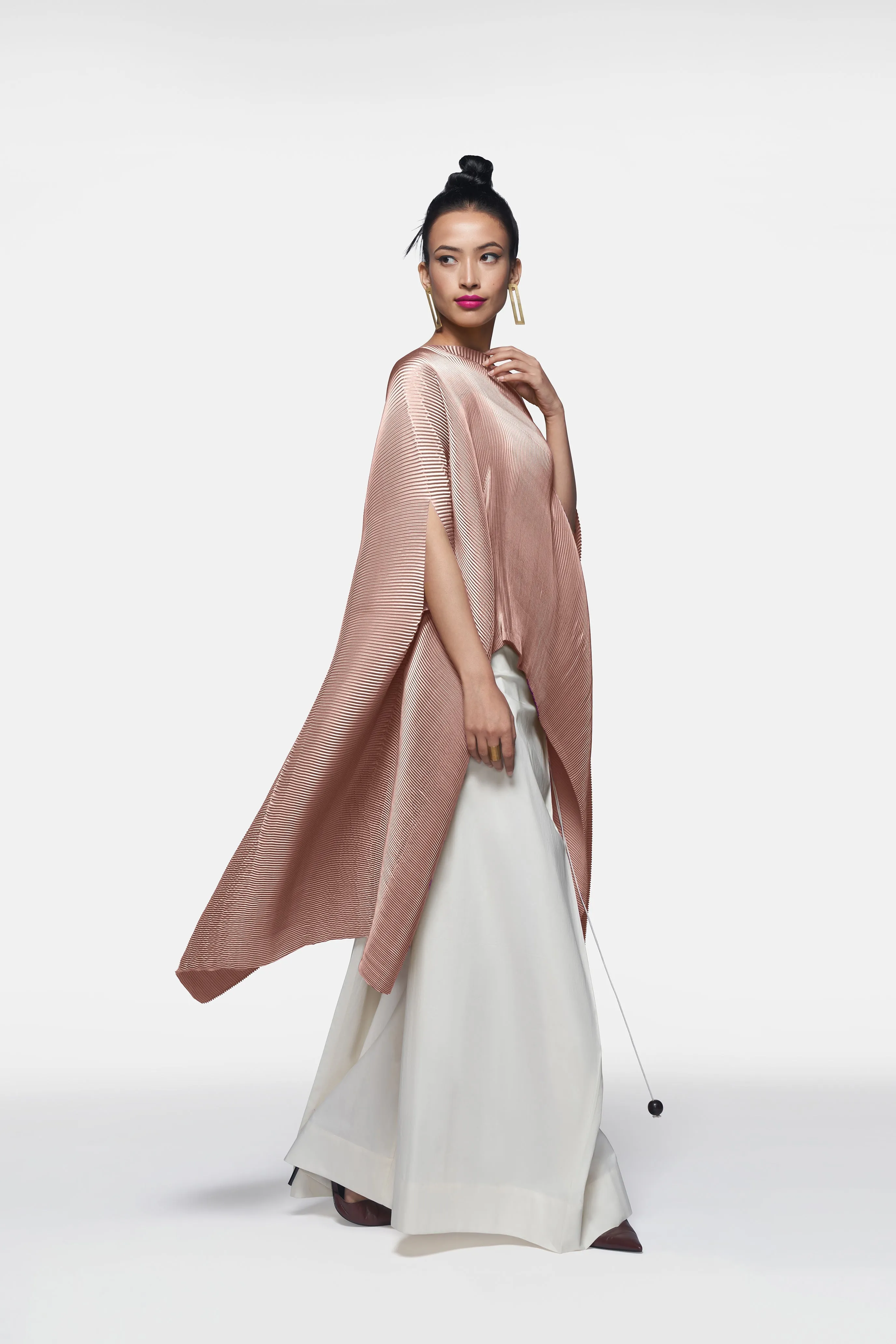 Pleated Long Poncho