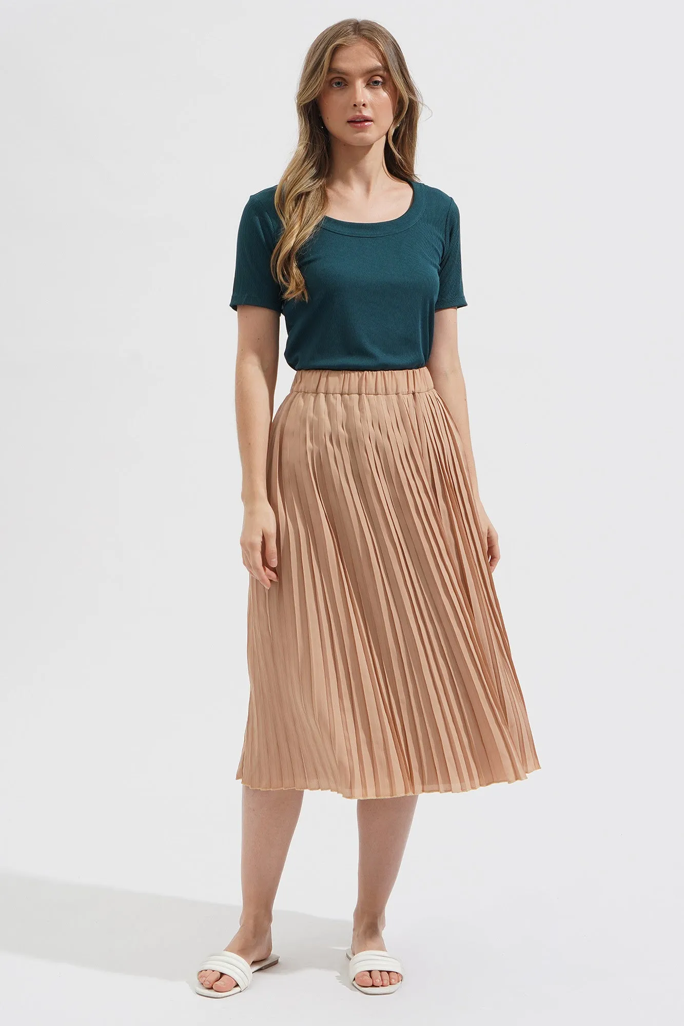 Pleated Midi Skirt