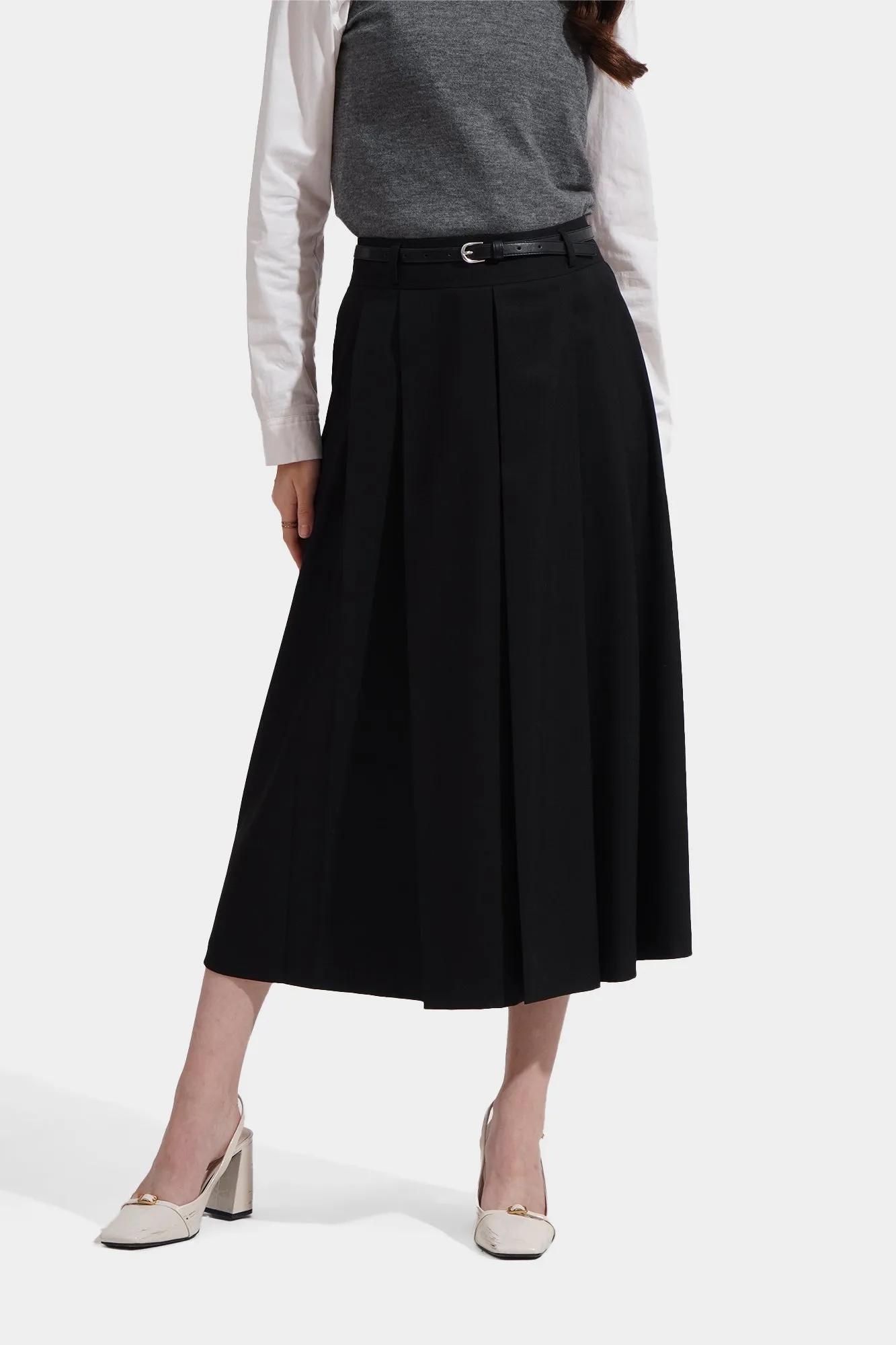 Pleated Midi Skirt