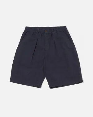 Pleated Track Short Navy
