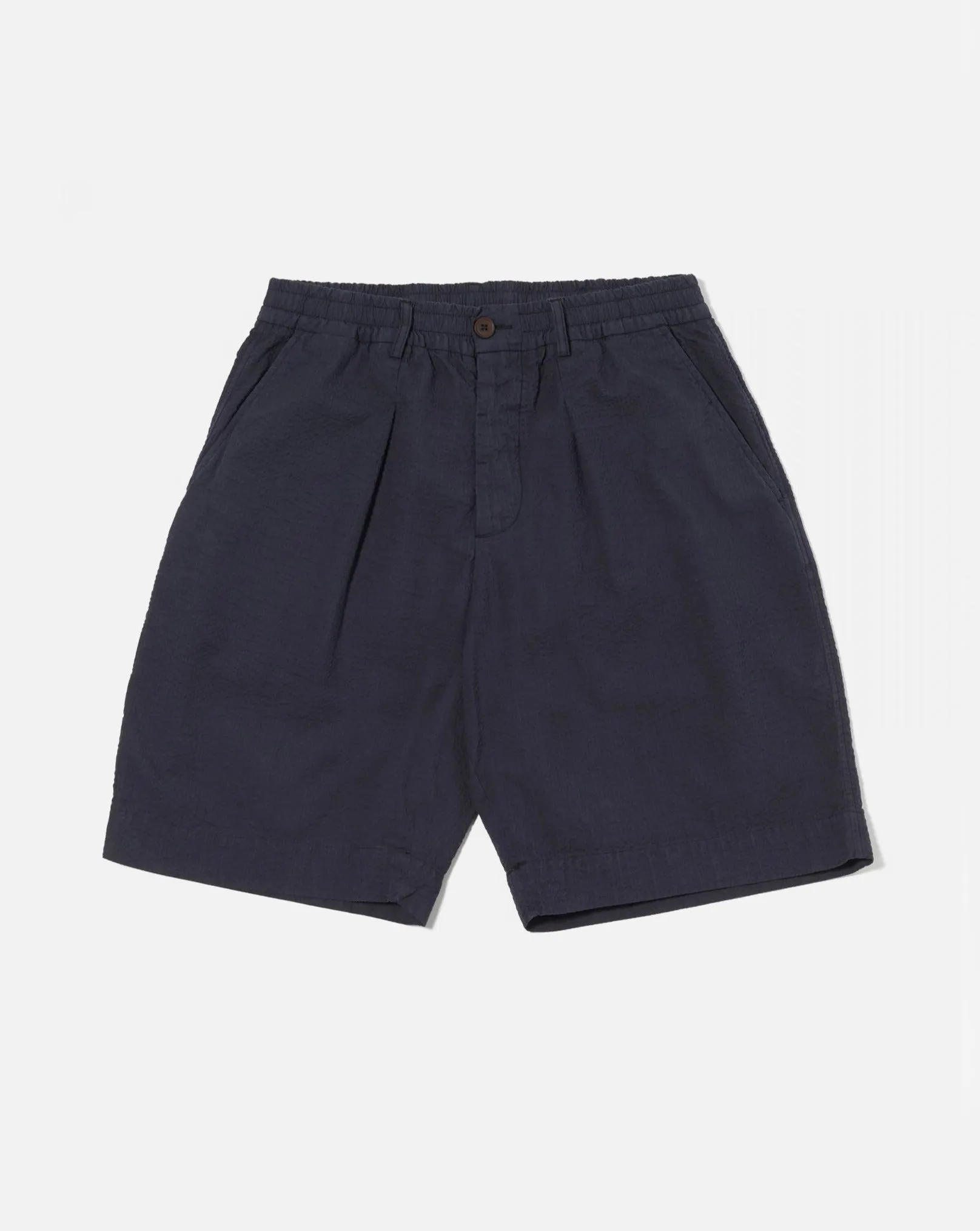 Pleated Track Short Navy