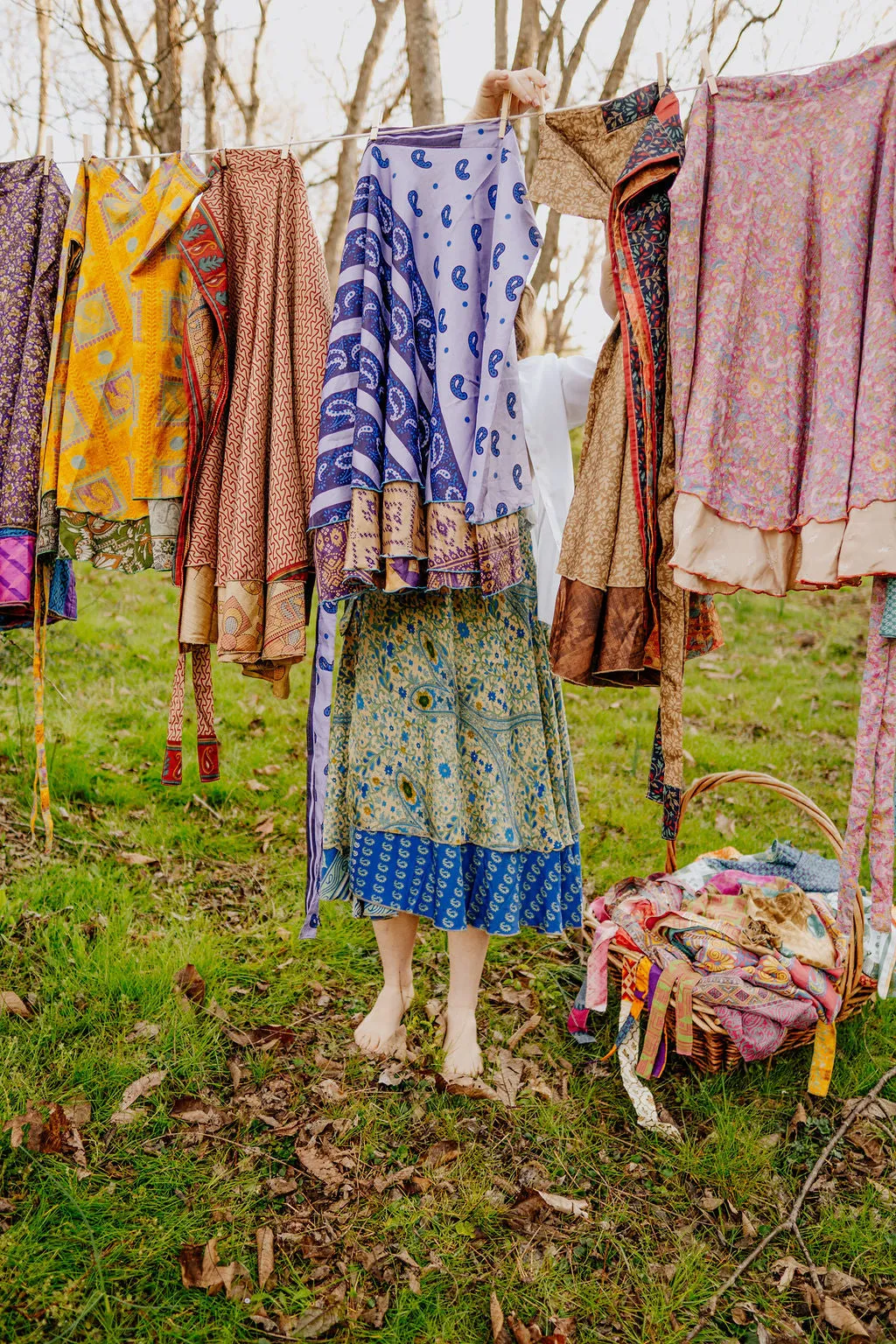 Plus/Maxi Length Up-Cycled Reversible Sari Wrap Skirt #16