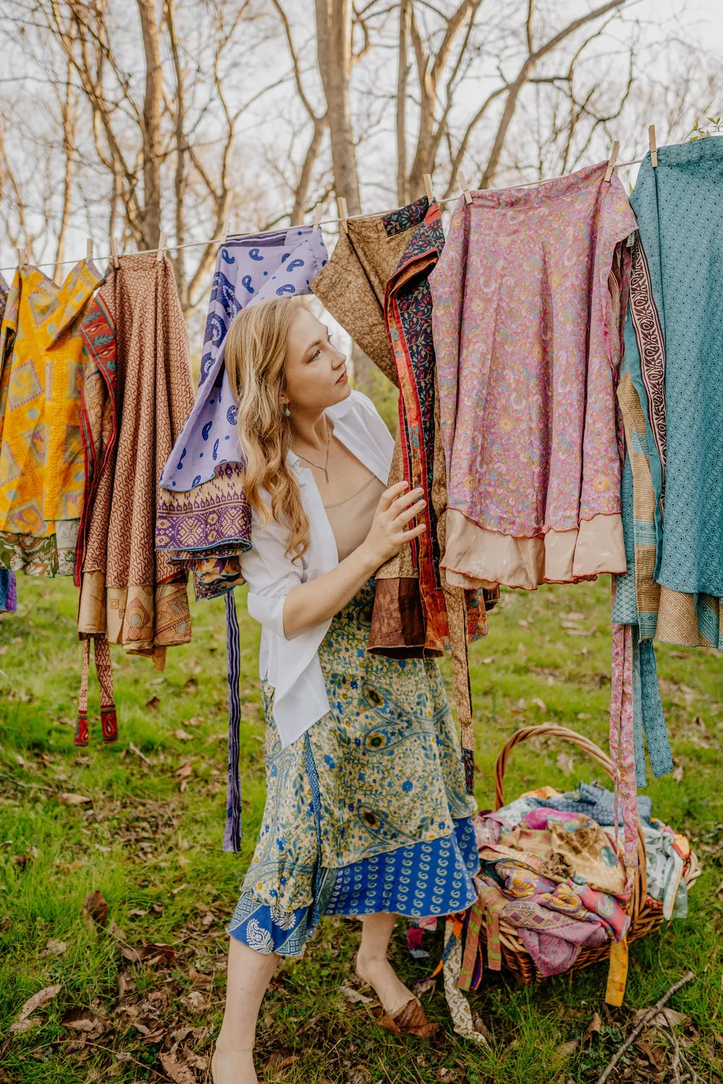 Plus/Maxi Length Up-Cycled Reversible Sari Wrap Skirt #16