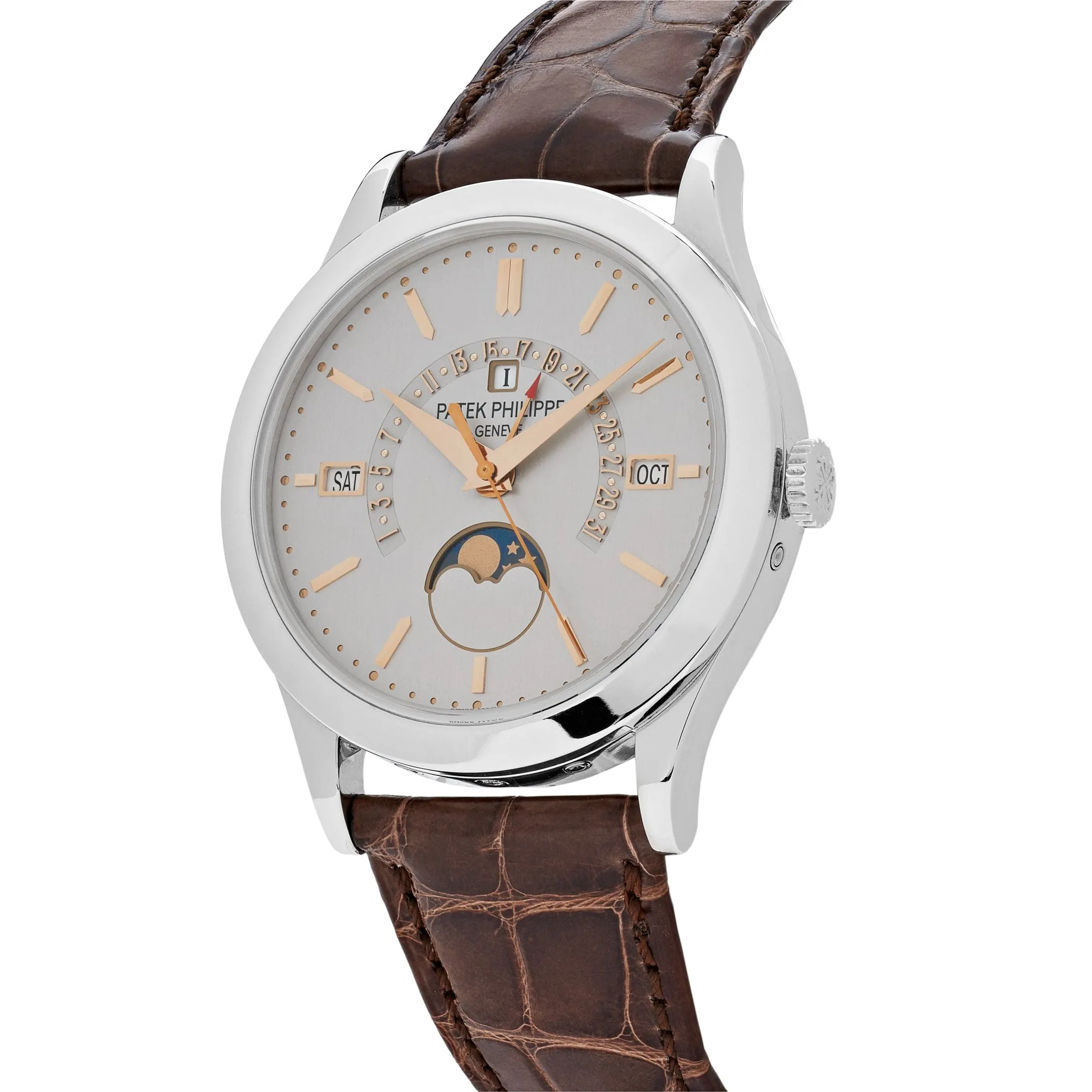 PP Luxury Watches Grand Complications 5496P-015 Perpetual Calendar Moon Phases Platinum Silver Dial (2018)