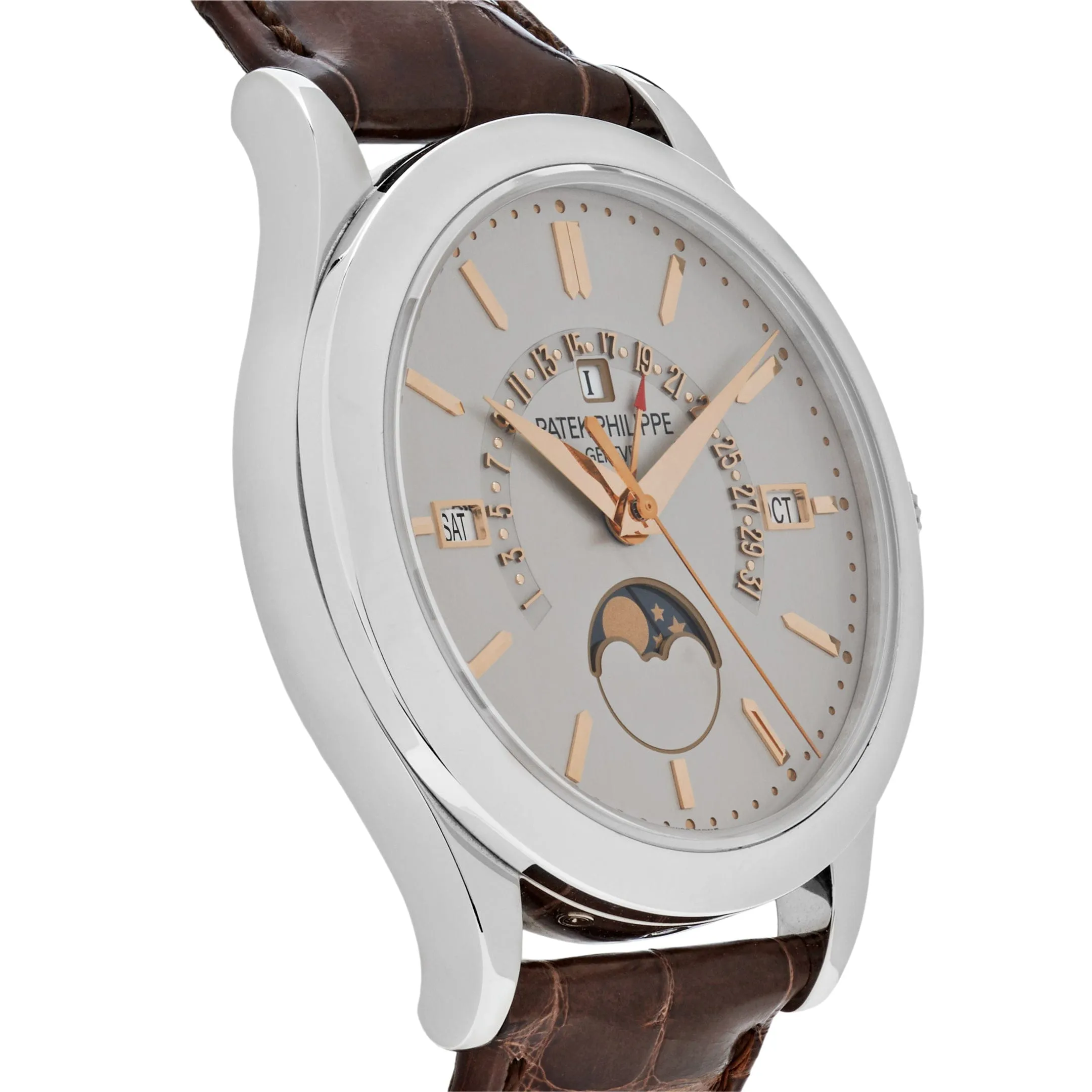 PP Luxury Watches Grand Complications 5496P-015 Perpetual Calendar Moon Phases Platinum Silver Dial (2018)