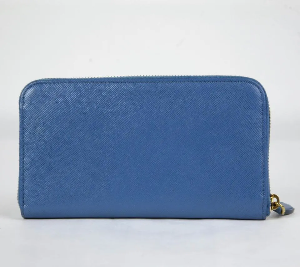 PRADA SAFFIANO LEATHER ZIP AROUND WALLET