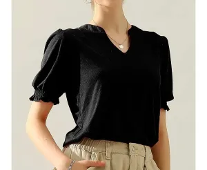 Princess, puff sleeve, V-neck T-shirt