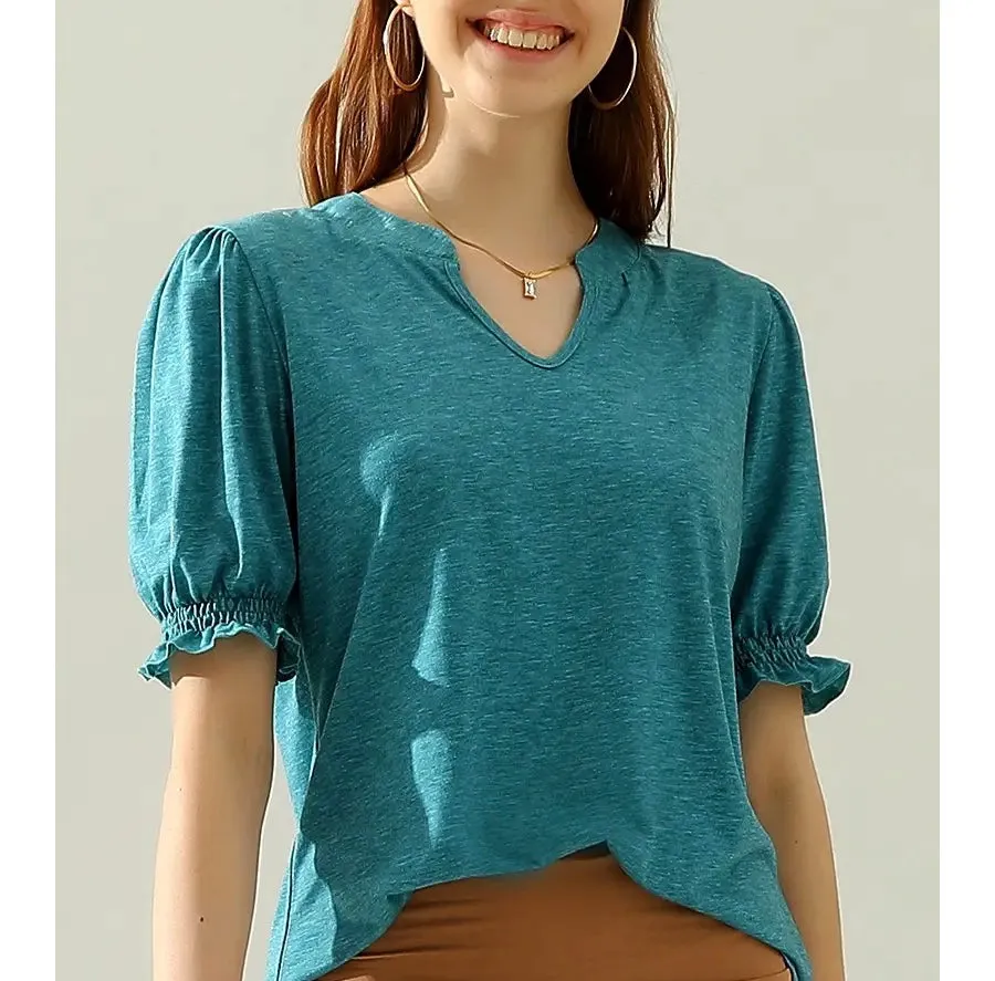 Princess, puff sleeve, V-neck T-shirt