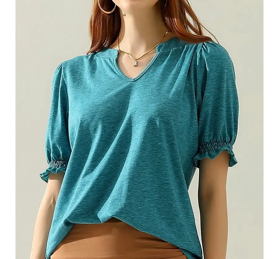 Princess, puff sleeve, V-neck T-shirt
