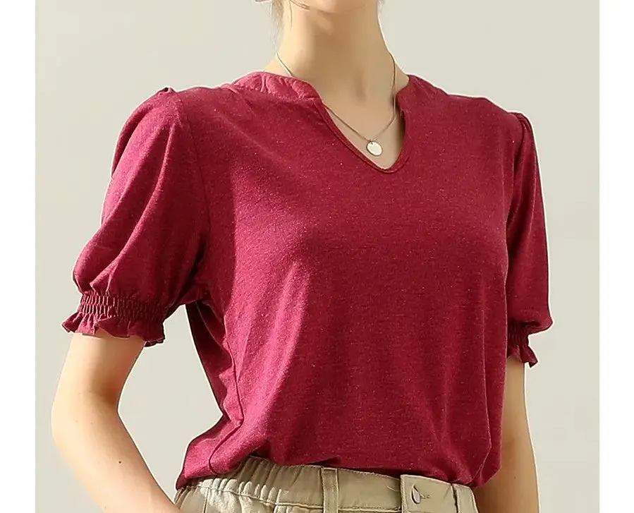 Princess, puff sleeve, V-neck T-shirt