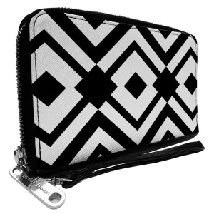 PU Zip Around Wallet Rectangle - Aztec2 White/Black