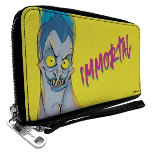 PU Zip Around Wallet Rectangle - Hercules Hades IMMORTAL Pose Yellow/Blue/Pink