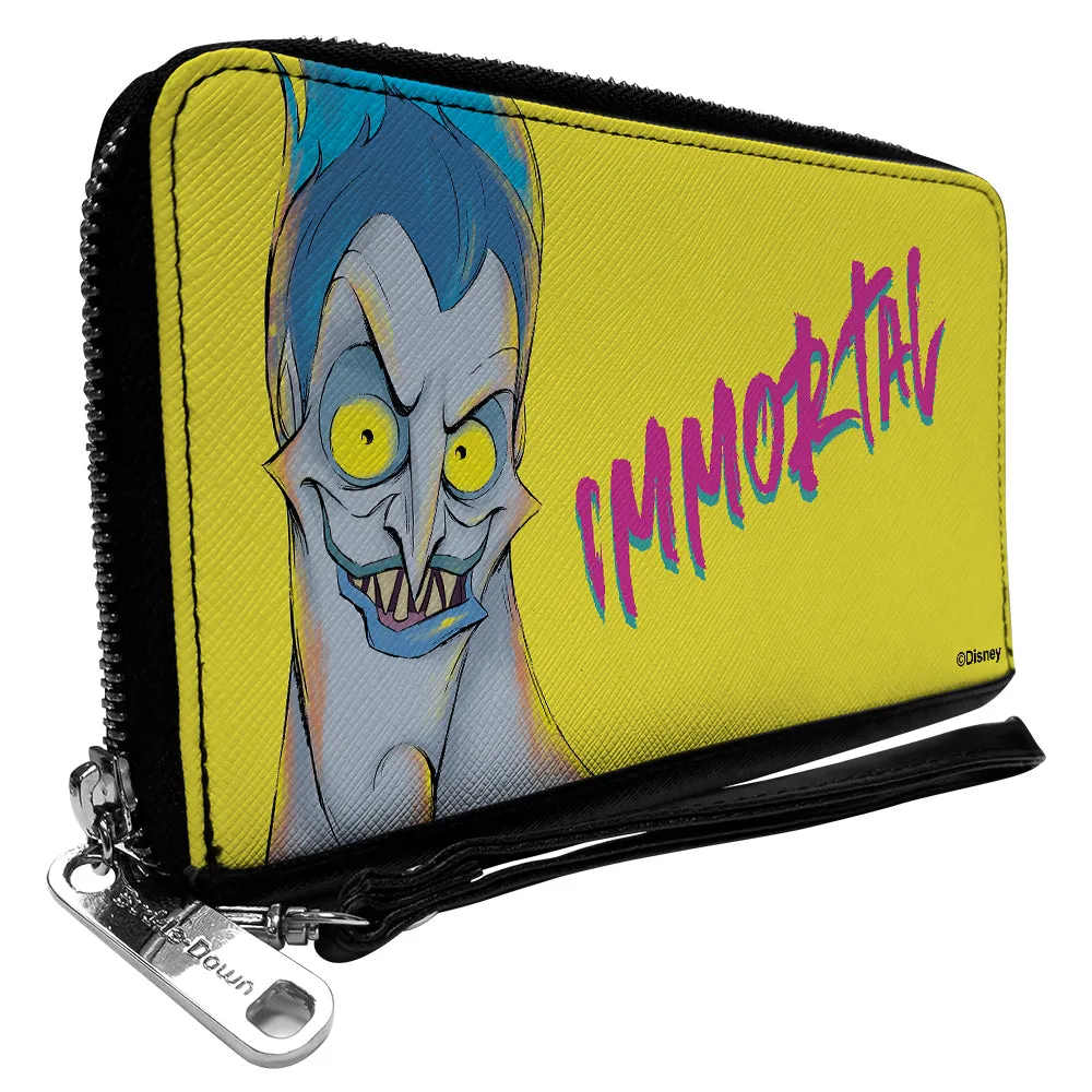 PU Zip Around Wallet Rectangle - Hercules Hades IMMORTAL Pose Yellow/Blue/Pink