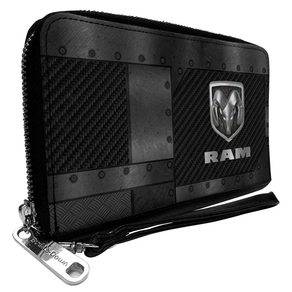 PU Zip Around Wallet Rectangle - RAM Logo Armor Black/Grays