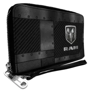 PU Zip Around Wallet Rectangle - RAM Logo Armor Black/Grays