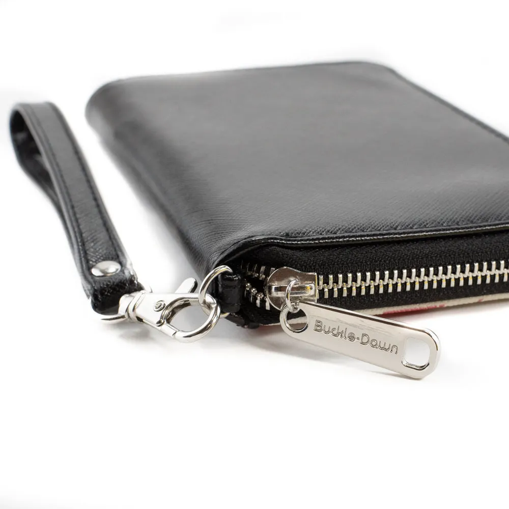 PU Zip Around Wallet Rectangle - Smiley Faces Melted Mini Repeat Black Multi Neon