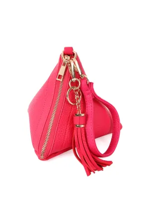 Pyramid Shape Leather Wristlet Bag Fuchsia - Pack of 6