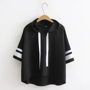 "STRIPED SHORT SLEEVE HOODED" T-SHIRT N081106