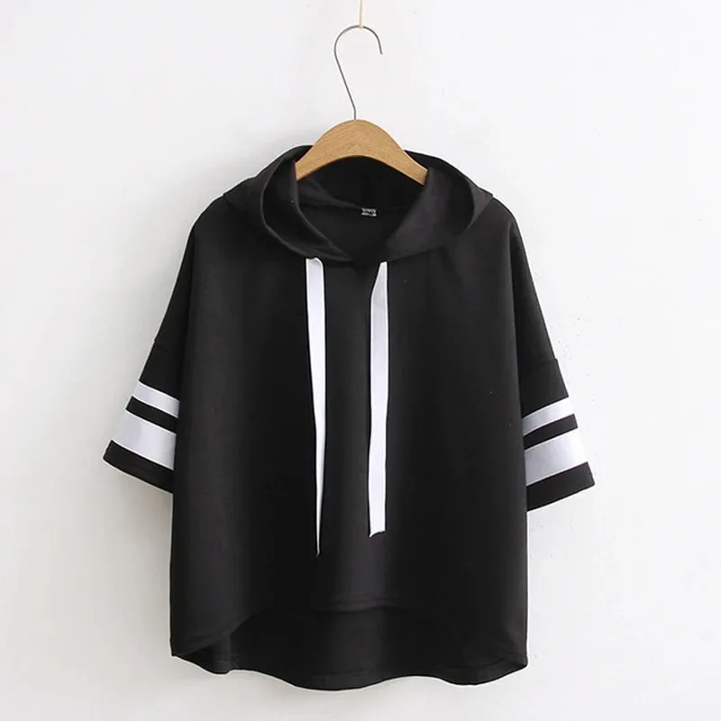 "STRIPED SHORT SLEEVE HOODED" T-SHIRT N081106