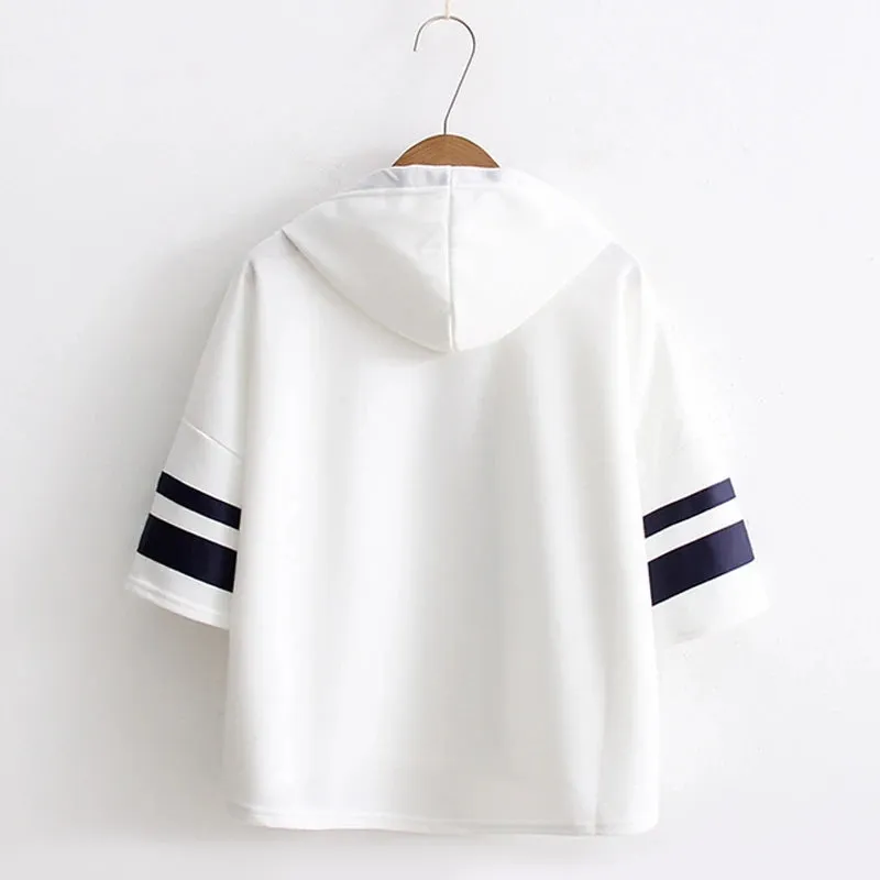 "STRIPED SHORT SLEEVE HOODED" T-SHIRT N081106